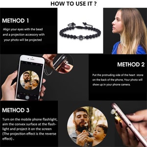 Braccialetto personalizzato con proiezione fotografica per uomo, braccialetto con perline e foto all'interno, regalo commemorativo per lui, regalo per la festa del papà immagine 4