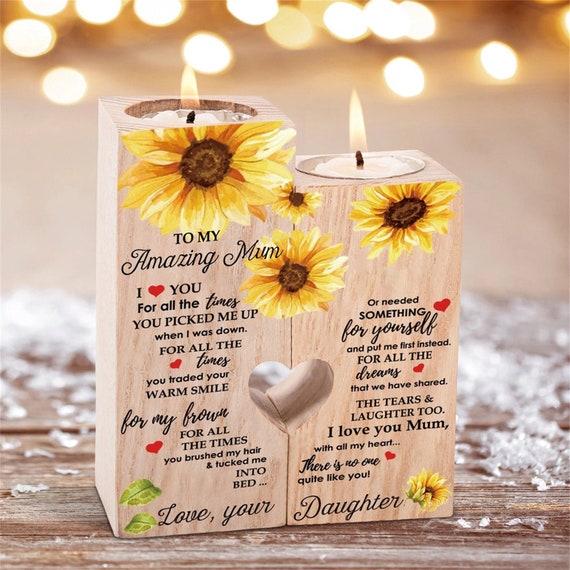 To My Amazing Mum Love your Daughter. Sunflower Candle Holder Set