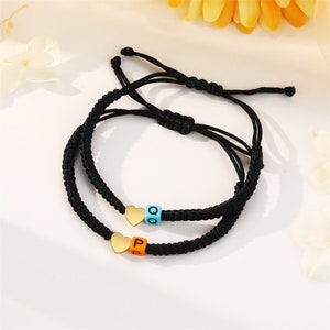 Pulsera inicial Madre Hija Juego de pulseras a juego Primer día de escuela Regalo Pulseras de amistad Pulsera de corazón Regalo para hija infantil