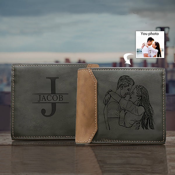 Portefeuille photo personnalisé en cuir pour homme Meilleurs cadeaux de tous les temps pour papa, portefeuille photo personnalisé avec prénom, cadeau de Noël père