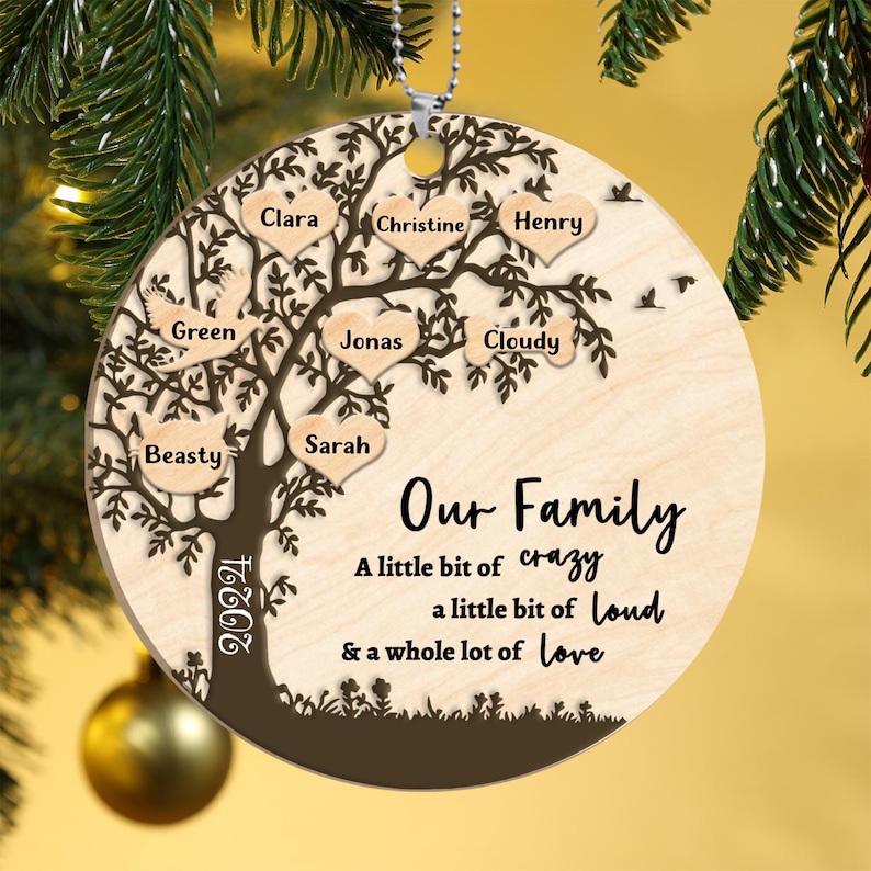 Personalized Family Tree of Life Christmas Ornament, Family Ornament