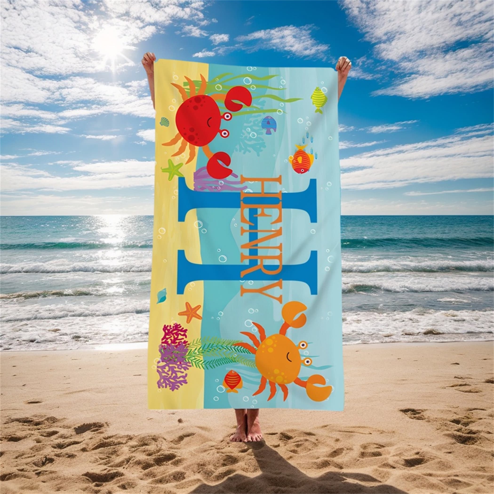 Monogram Kids Towel Etsy