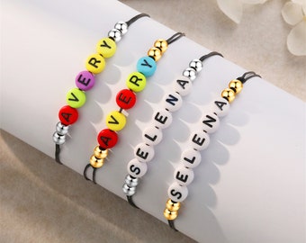 Mommy and Me Bracelet Set, Back to school, Custom Name Bead Bracelet, Matching Mother Daughter Bracelets, First day of School Preschool Gift