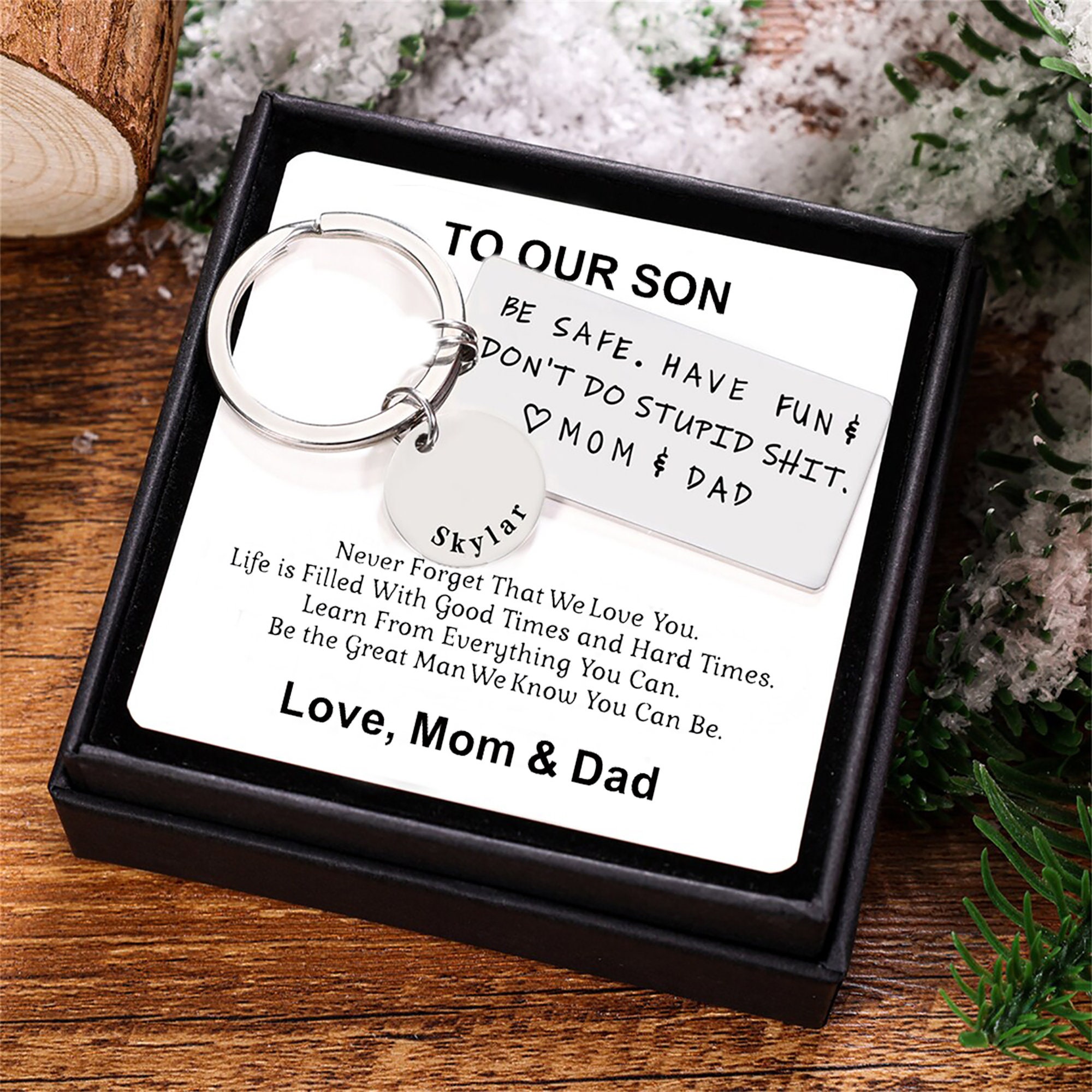 l Dont Do Stupid , Love Mom Stainless Steel Keychain Gift From Mom To Son  - Temu