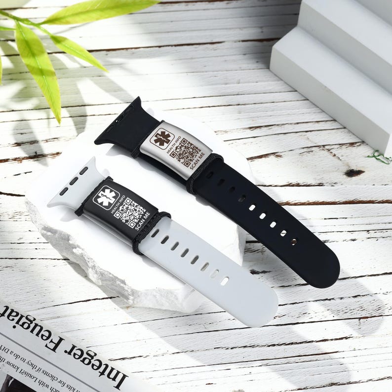 Medical QR Code Alert Watch Band Charm, Personalized Medical Alert Tag ...