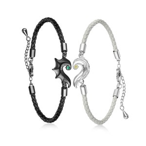 Pulsera de pareja personalizada con nombre y piedra de nacimiento, pulsera de promesa con dije de corazón a juego, regalos para ella y para él