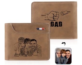 Portafoglio personalizzato con nomi di papà e bambini per uomo, portafoglio con foto personalizzate, portafoglio in pelle regali per lui, regalo per la festa del papà