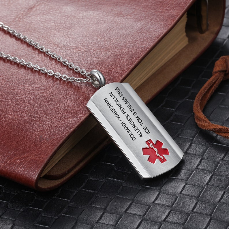 Customizable Medical Identification Necklace Emergency Medical Etsy