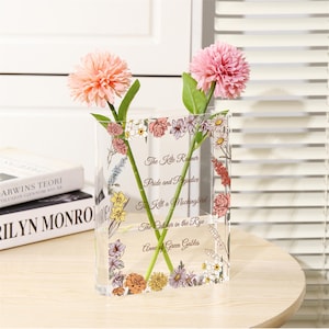 Custom Text Book Shaped Flowers Vase,Acrylic Floral Vase,Book Lover,Bookish Birthday Gifts,House Warming,Graduation Gift,Book Shelf Decor