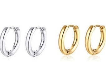 Stainless Steel Minimalist Huggie Earrings Men's Women's Dangle Hoop Earring