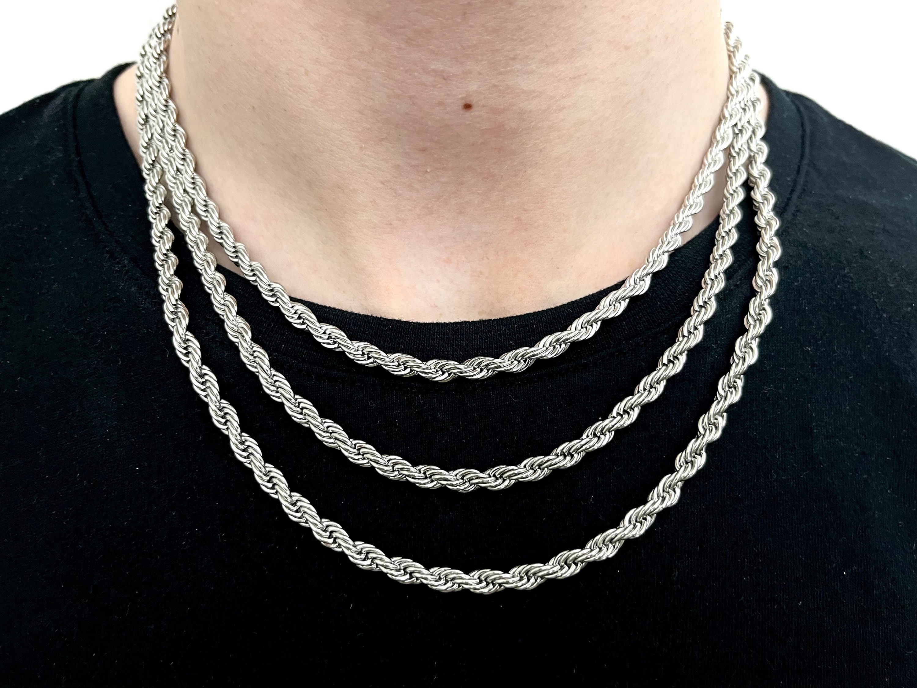 Rope Chain Necklace Silver Stainless Steel Minimalist Chain Gift