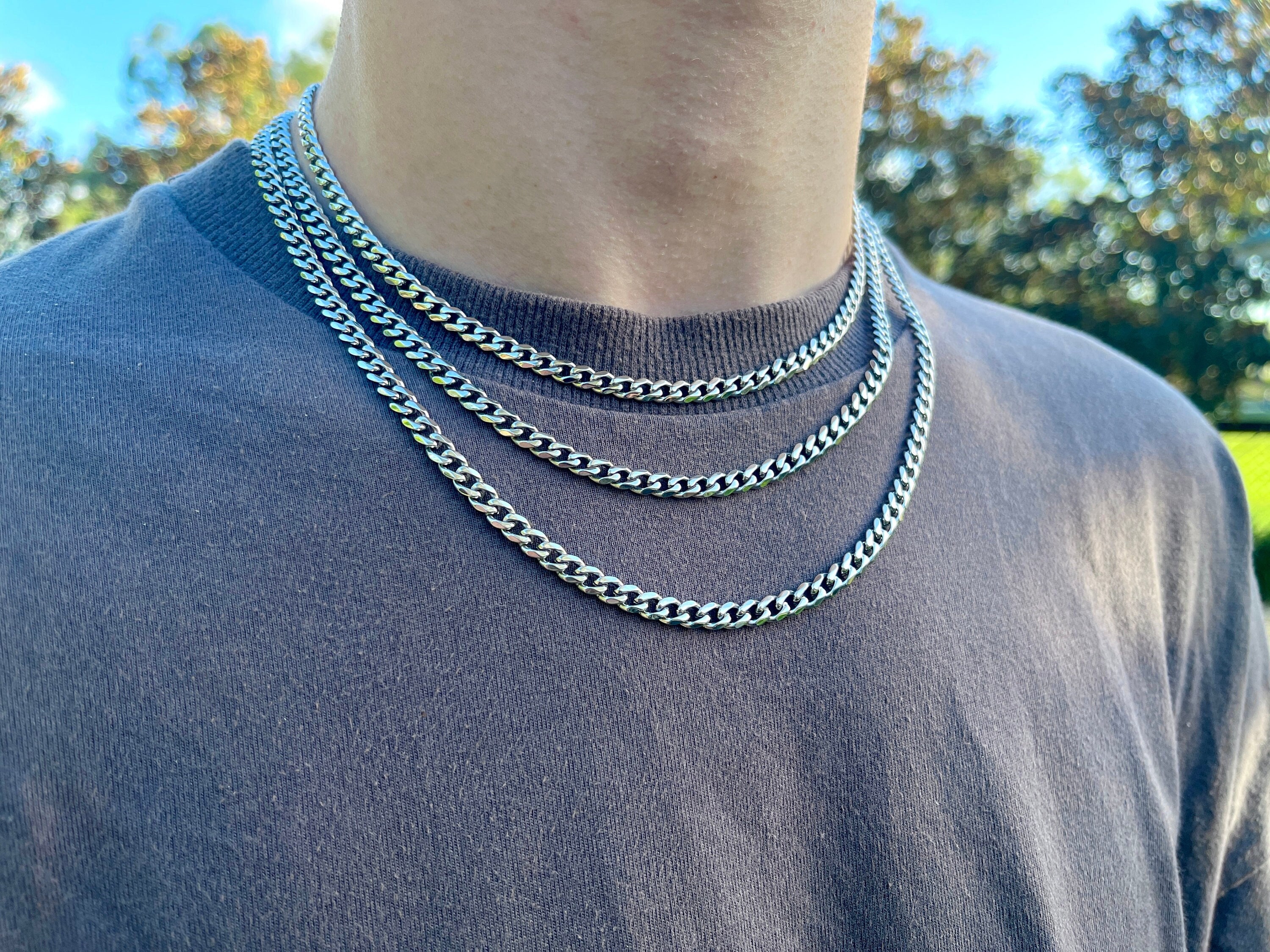 Cuban Titanium Chain Necklace Minimalist Men's Woman's 