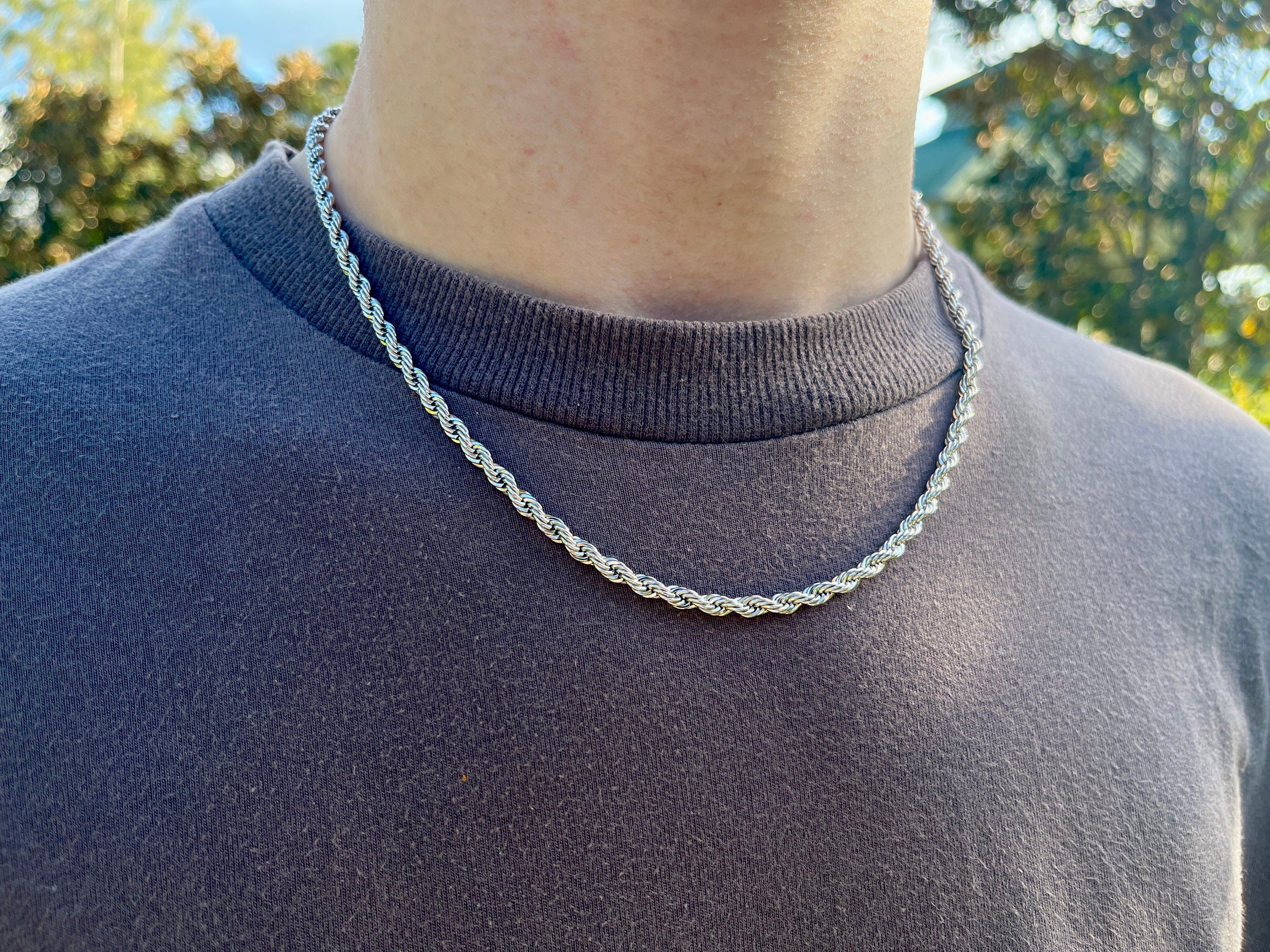 Rope Chain Necklace Silver Stainless Steel Minimalist Chain Gift