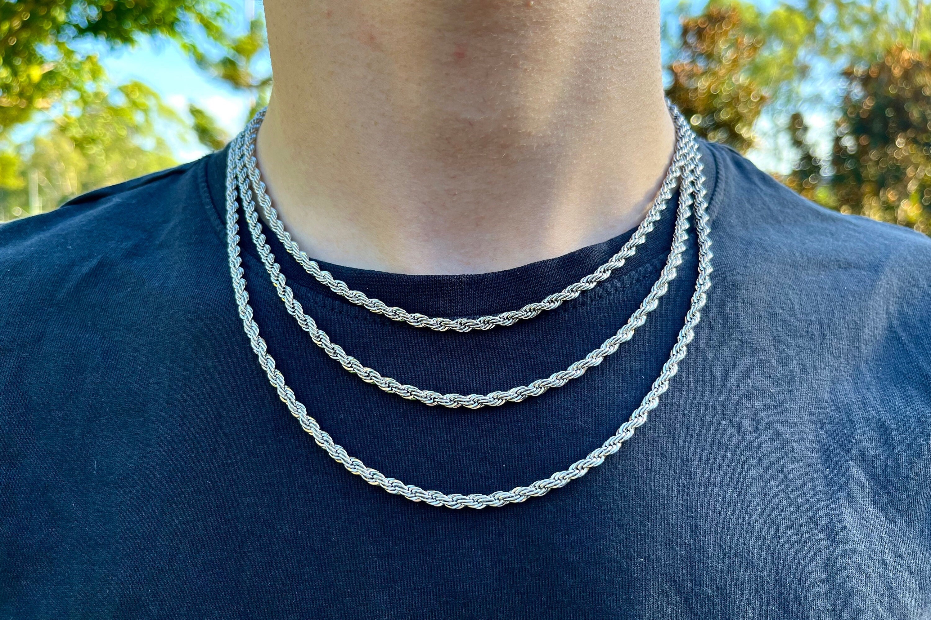 Rope Chain Necklace Silver Stainless Steel Minimalist Chain Gift