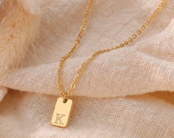 Personal letter necklace | Initial Tag Necklace | Personalized Gold Tag Necklace | Gold Initial Tag | Personalized Mom Gift |