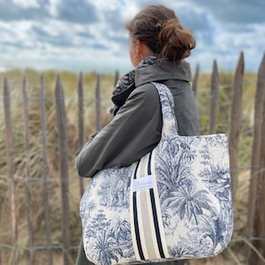 Cabas Emile Mara  Bleu et lin