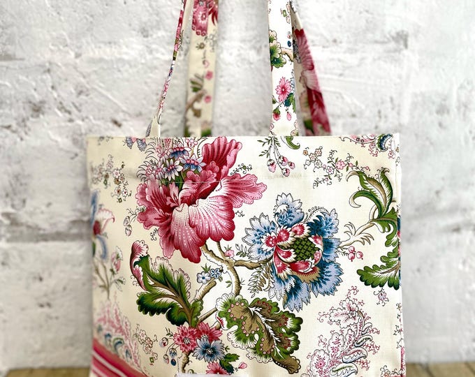 Marcel Tote Bag in floral Jouy canvas