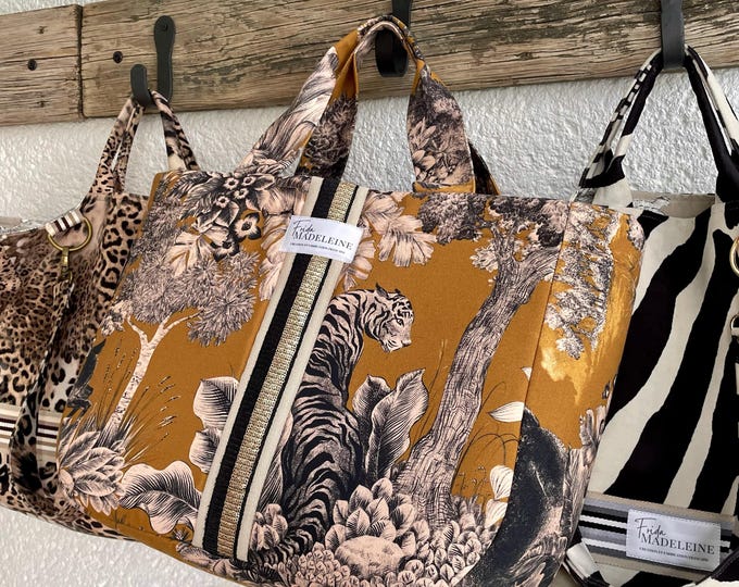 Émile Ocre tote bag in Jouy canvas