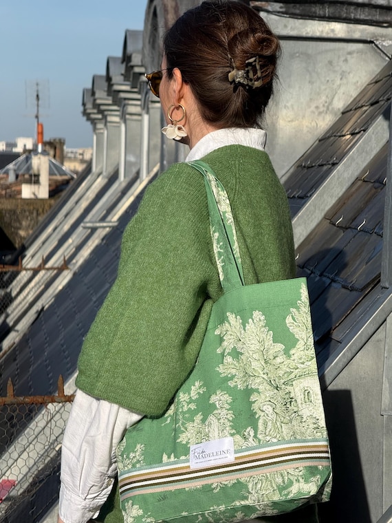 Small Green Garden bag in Toile de Jouy