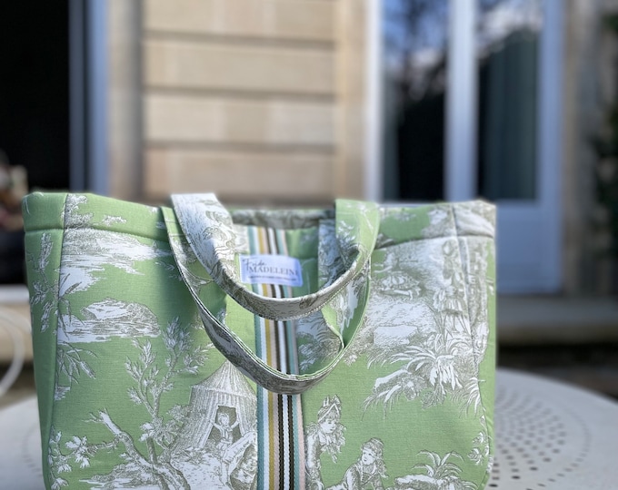 Émile Tote Bag in Spring Green Toile de Jouy
