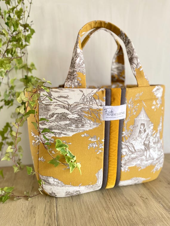 Emile Moutarde Tote Bag in Toile de Jouy