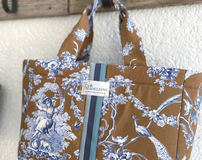 Émile Camel and Blue Jouy Canvas Tote Bag