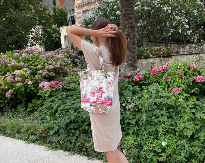 Marcel Tote Bag in floral Jouy canvas
