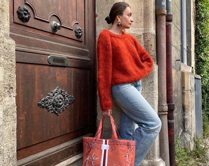 Émile Terracotta tote bag in Jouy canvas