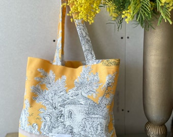 Tote Bag Marcel en Toile de Jouy Jaune