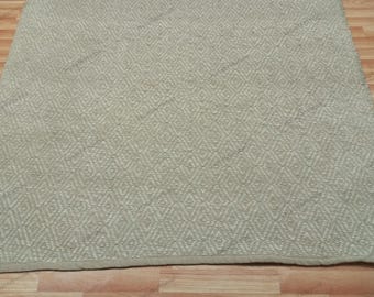 5x7 handvävd ullmatta beige diamantmönster plattvävd matta texturerad boho dhurrie neutral matta för vardagsrum och sovrumsinredning