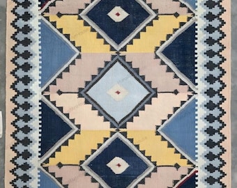 Handwoven 8x10 extra large Kilim  Boho Dhurrie Rug: Handwoven Geometric Tribal Design, 9x12 or 12x15