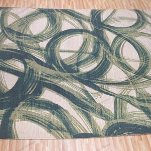 Handwoven Jute Kilim Rug 8x10: Green Abstract Nature-Inspired Carpet