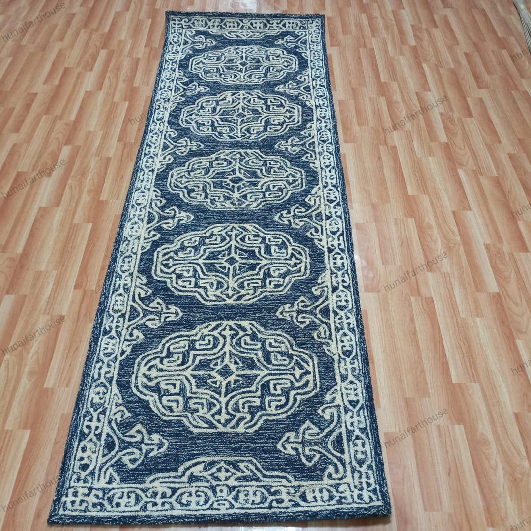 Elegant Blue Pattern Rugs in 2.6x4 7x10 Hand Tufted Modern Classic ...