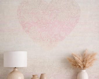 Hand Woven Kilim Rug, Pink Heart Rug, Boho Area Rug, Handmade Cotton Kilim, Nursery Rug, Bedroom Decor, Gift for Her