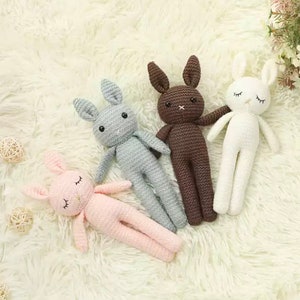 Cotton Crocheted Cuddle Bunny Soft Stuffed Bunny Doll Baby's First Toy Buddy Blanket Toy