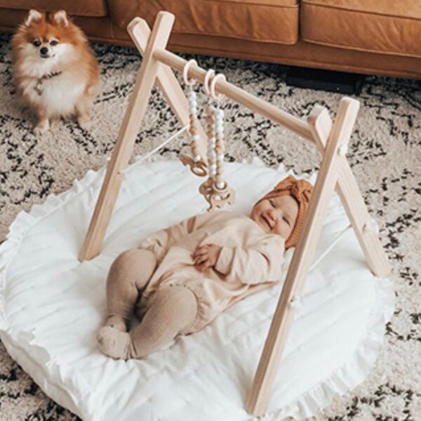 Play Gym Natural Wooden Montessori baby playtime Natural toys handmade