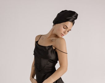 100% Mulberry Silk Turban, 2 layers - Deva Light | Hair wrap | Curly hair | Curly method | Best gift for her | Natural silk bonnet for sleep