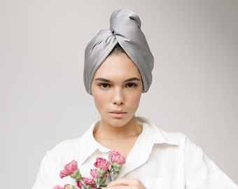 Mulberry Silk and Microfiber Hair Drying Turban - Artista | Hair towel wrap | Curly Straight hair Curly method | Gift for her | Sleep bonnet