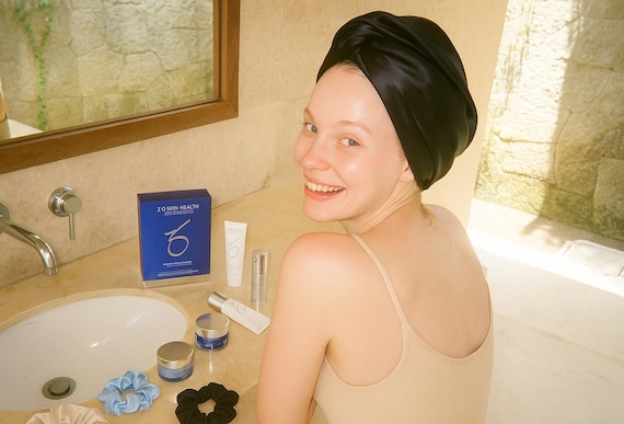 Mulberry Silk Hair Drying Turban, Absorbent Microfiber Layer, Silk Lining