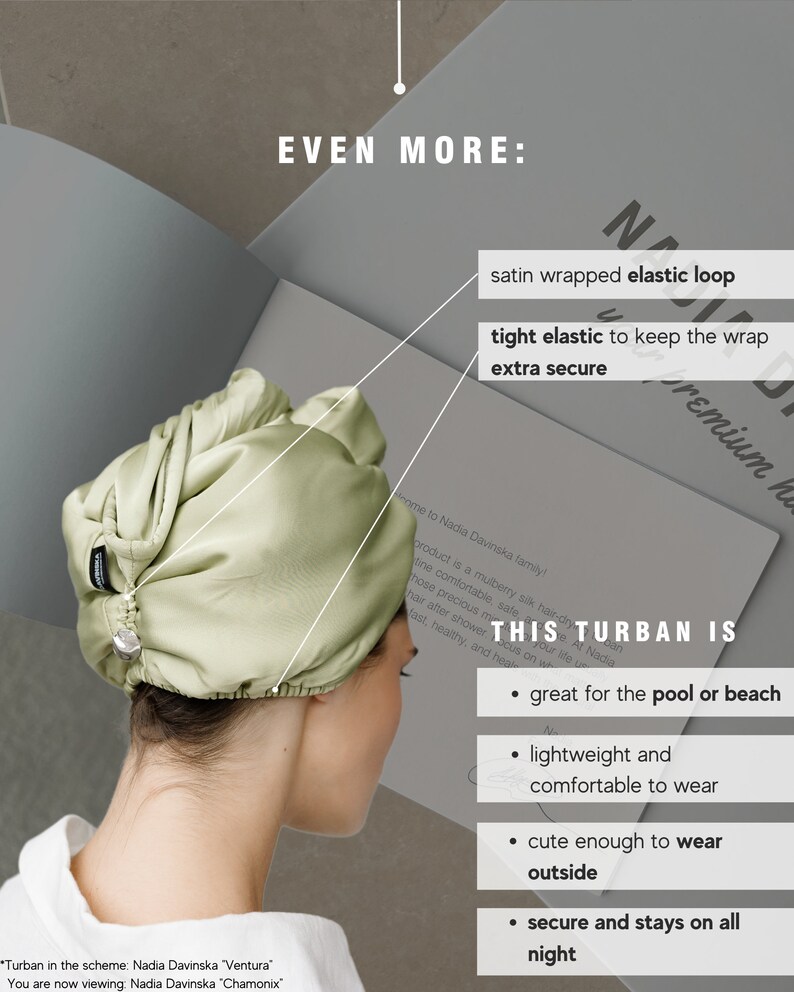 100 Mulberry Silk 22 Momme Lining Hair Drying Turban Chamonix Hair