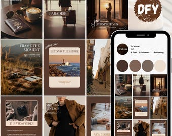 Brown Travel Instagram Templates – Faceless, Canva Editable (DFY Bundle)