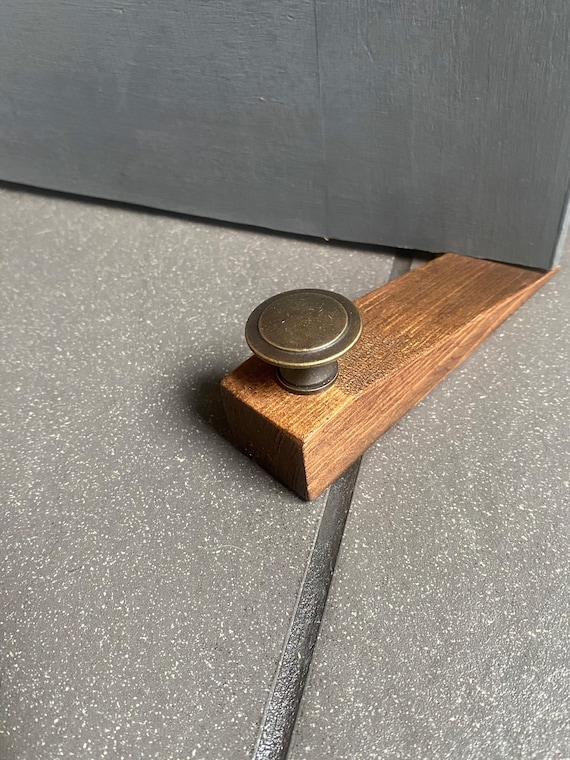 Solid Wooden Door Stop Wedge Window Jammer With Metal Knob Etsy UK