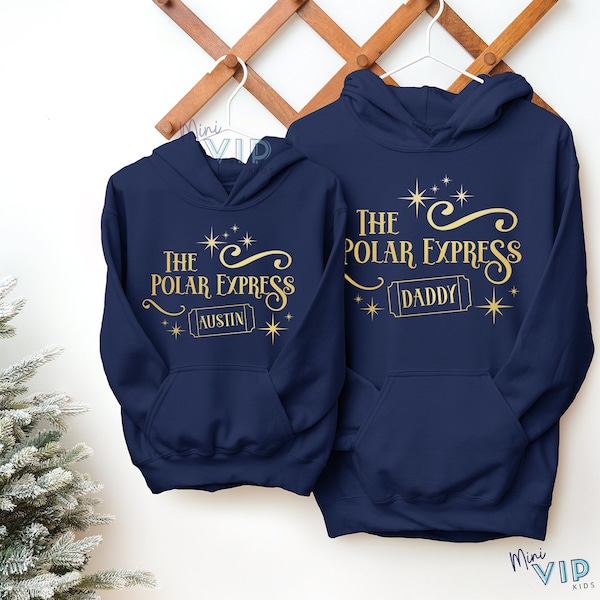 The Polar Express Personalised Navy Hoodie - Adults & Kids Sizes