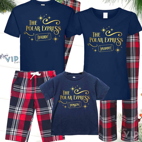 Personalised The Polar Express - Red Tartan Family Matching PJs Pyjamas Festive