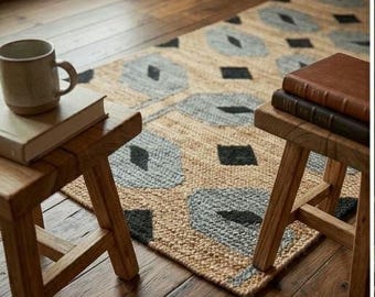 Handmade  sumak durri Jute Area Rug Eco-Friendly for  Home Decor kidsbedroom bedroom living room