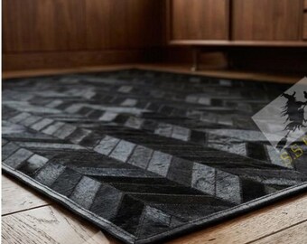 Hand made Leather Patchwork Area Rug Modern rug for Home Decor kidsbedroom bedroom home decor