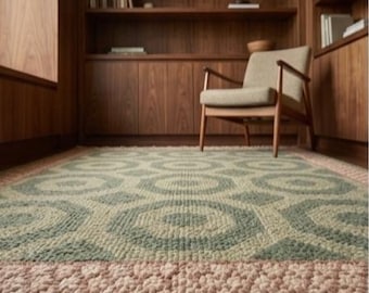 Handmade knotted Green modern area rugs for living room home decor kidsbedroom