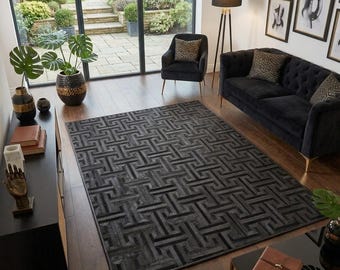 Hand made Leather Patchwork Area Rug Modern rug for Home Decor kidsbedroom bedroom home decor