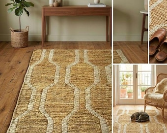Handmade  sumak durri Jute Area Rug Eco-Friendly for  Home Decor kidsbedroom bedroom living room
