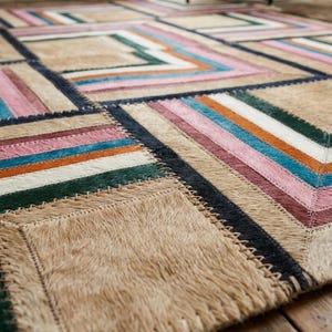 Handgemaakt leren patchwork vloerkleed strig raam Design vloerkleed voor interieur kinderkamer slaapkamer interieur